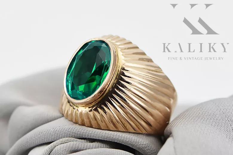 Original Vintage 14K Rose Gold Emerald Ring Vintage Jewlery vrc127r